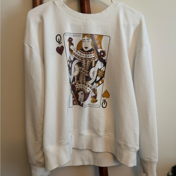 Lucky Brand Tops - Lucky Brand Queen of Hearts Graphic Terry Sweatshirt White  Large